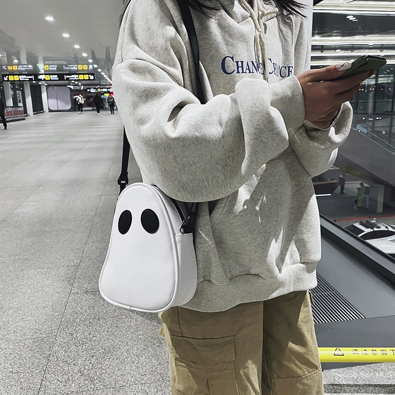 Black and White PU Fake Leather Ghost Bag