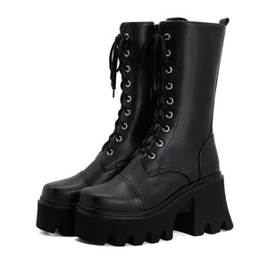 'Something Wicked' Black Lace Up Chunky 90's Goth Boots