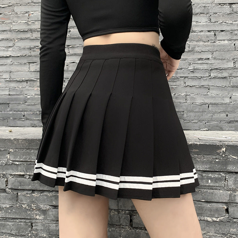 Rags n Rituals 'Deadly Delight' Black skirt with white stripes at $24.99 USD