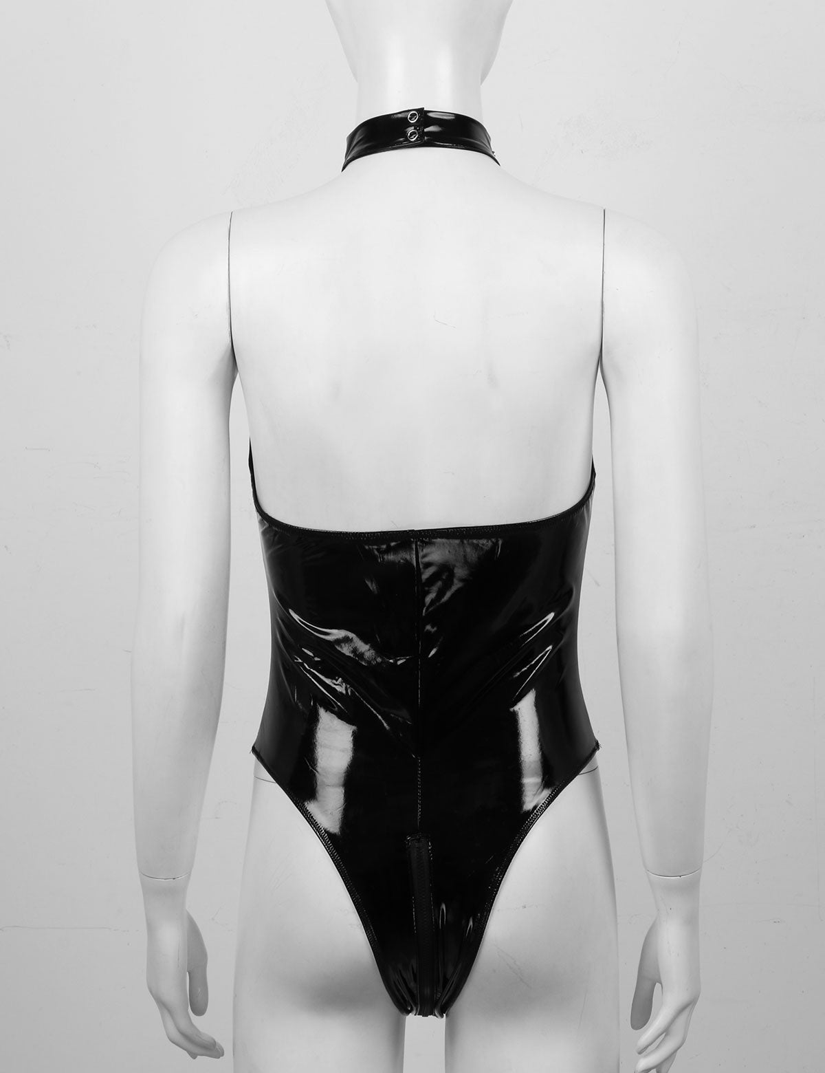 'Entrapment' Black or Red Chain Choker Wet Look Patent Leather Bodysuit