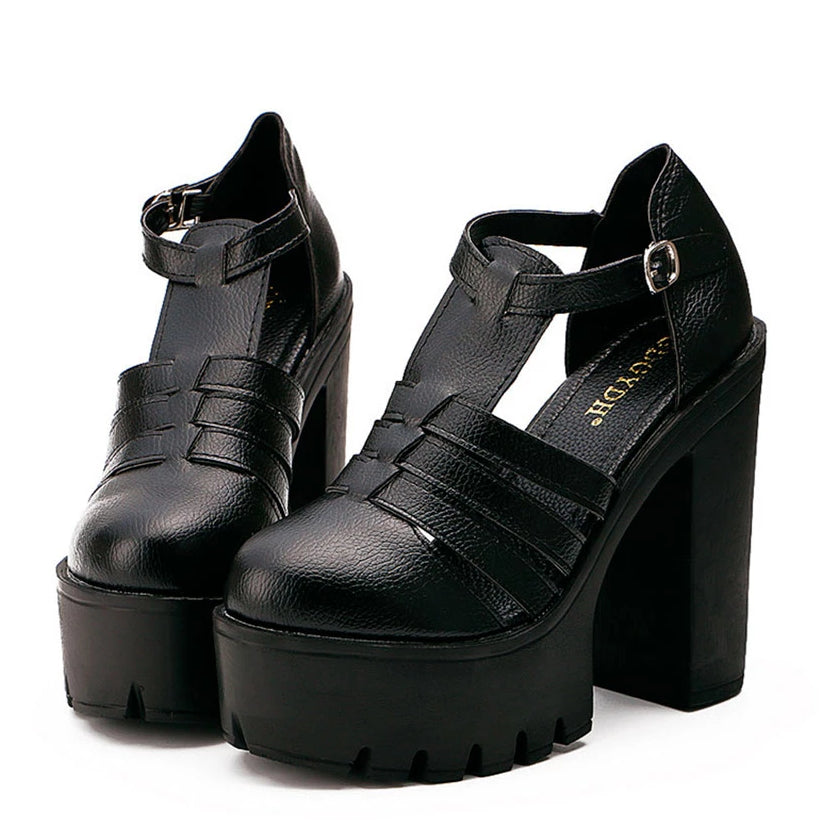 'Kyla' Black Goth 90's Chunky Cut out Platform Boots – Rags n Rituals