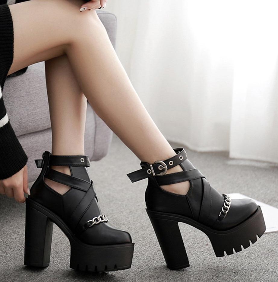Rags n Rituals 'Mortuary' Platform chain cut out ankles boots at $56.99 USD