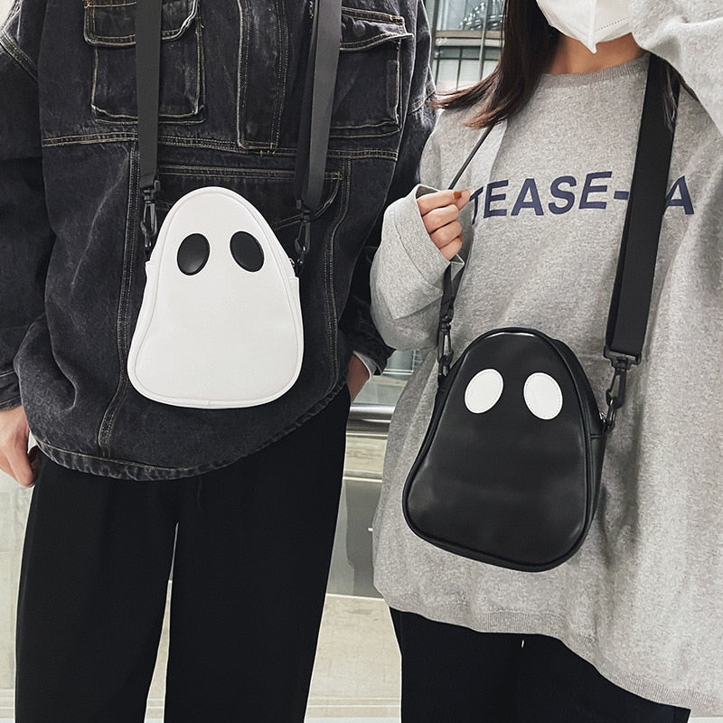 Black and White PU Fake Leather Ghost Bag
