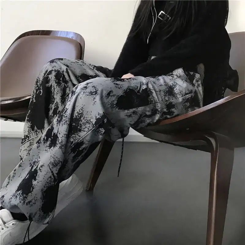 'Charcoal' Black & Grey Baggy Tie Dye Grunge Pants