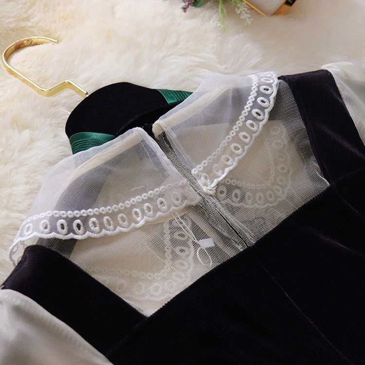 'Dahlia' Black and White Goth Shirt Dress