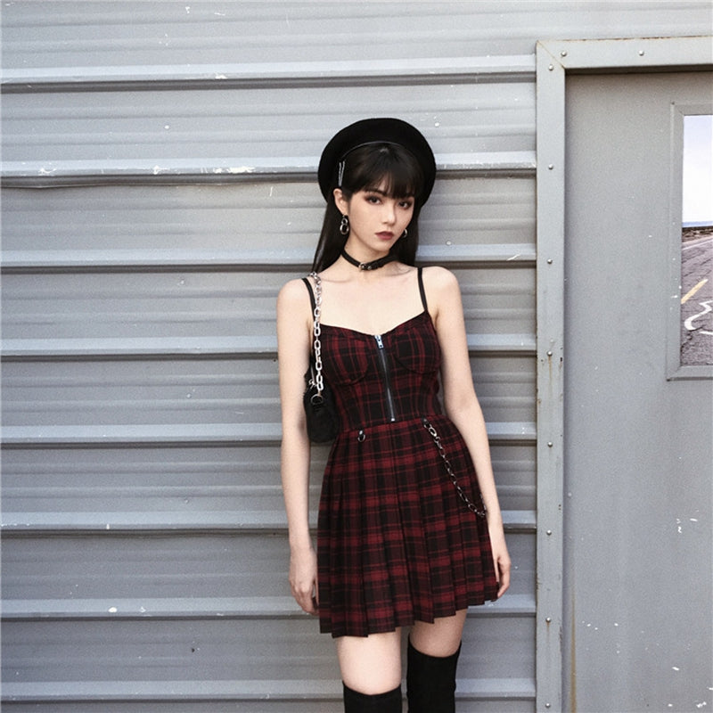 Preppy' Grey or Red Plaid Grunge Dress Rags n Rituals Preppy' Grey or Red Plaid Grunge Dress Rags n Rituals