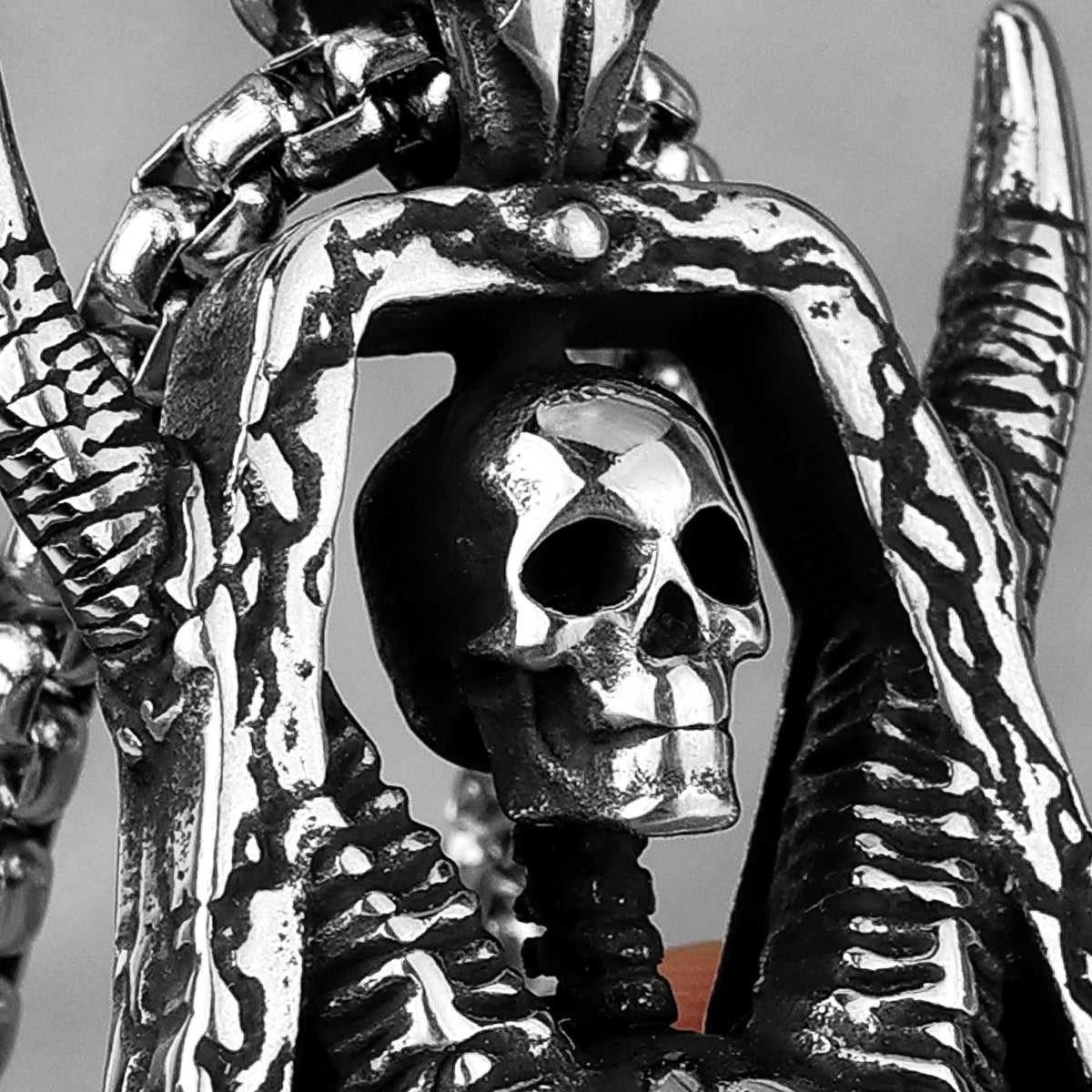Horned Demon Skull Stainless Steel Necklace