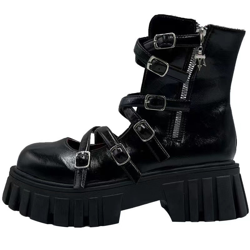 Black Goth Lolita Platform Boots