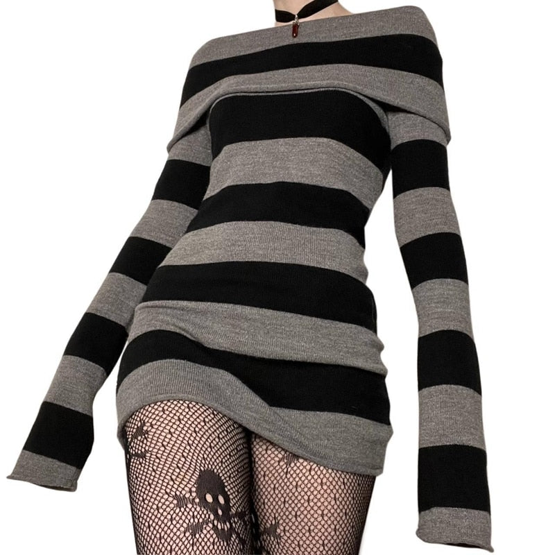 Embers' Mini Black & Grey / Red & Grey Sweater Dress Rags n Rituals Embers' Mini Black & Grey / Red & Grey Sweater Dress Rags n Rituals