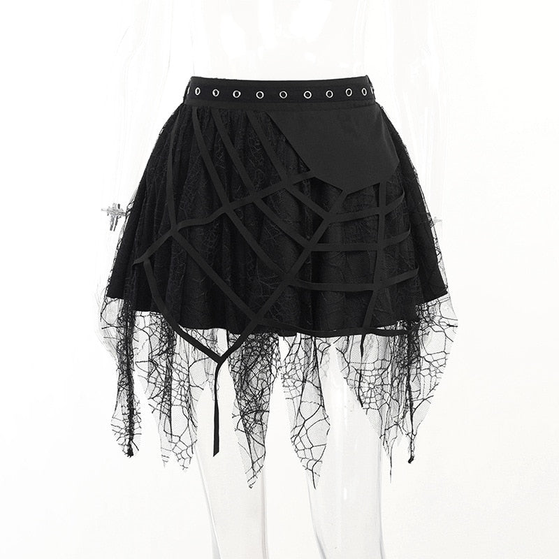 'Speed' Spider Web Mesh Tassel Skirt