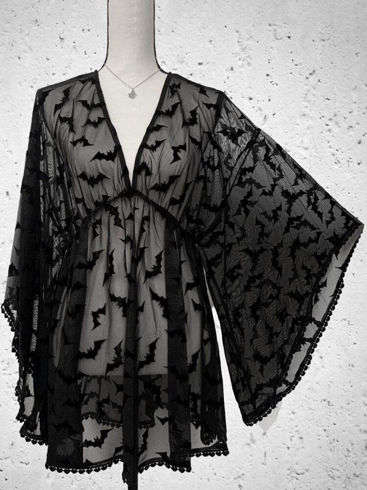 Dracula' Black Bats Alt Goth See Through Nightgown Lingerie Dress – Rags n  Rituals