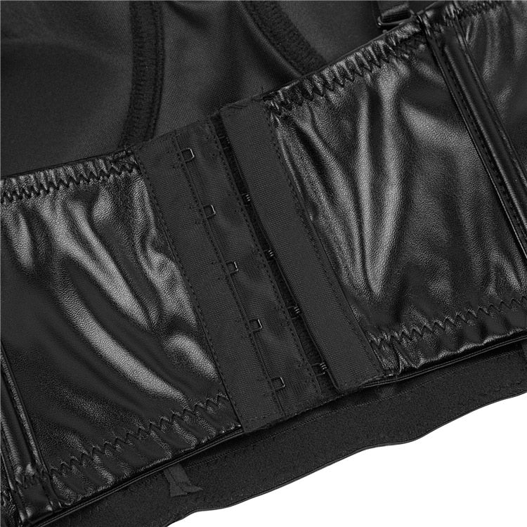 Black PU Leather Lace Underbust Corset