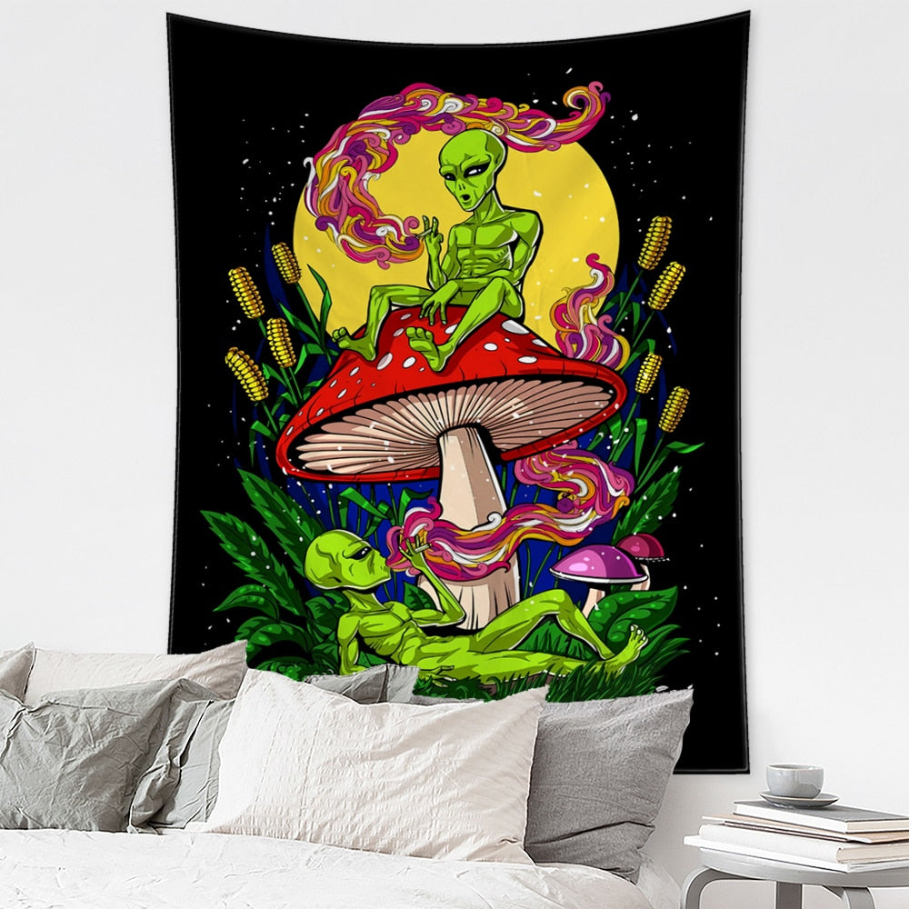 Alien Mushroom Phycadelic Tapestry – Rags n Rituals