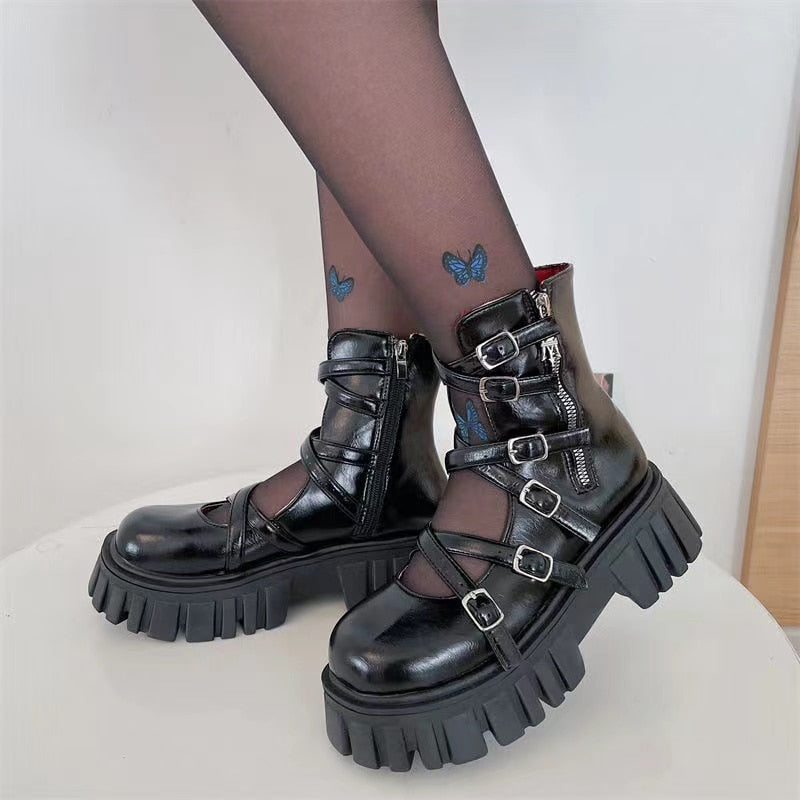Black Goth Lolita Platform Boots