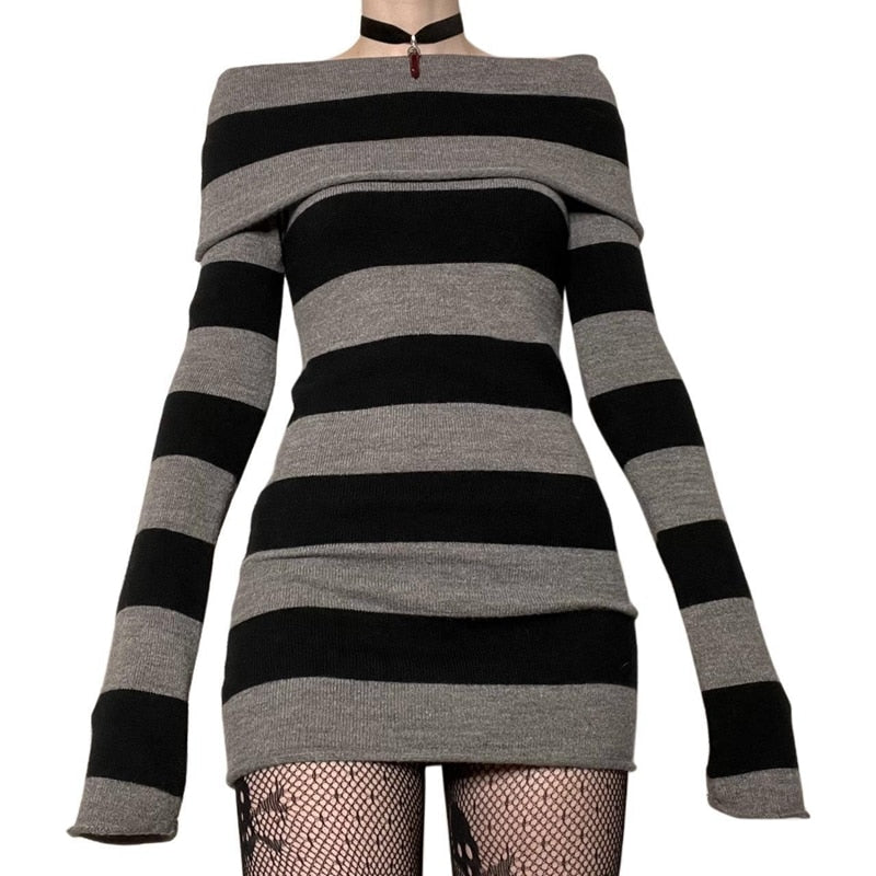 Embers' Mini Black & Grey / Red & Grey Sweater Dress Rags n Rituals Embers' Mini Black & Grey / Red & Grey Sweater Dress Rags n Rituals