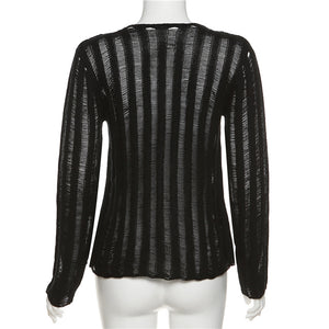'Sting' Black lace up laddered sweater