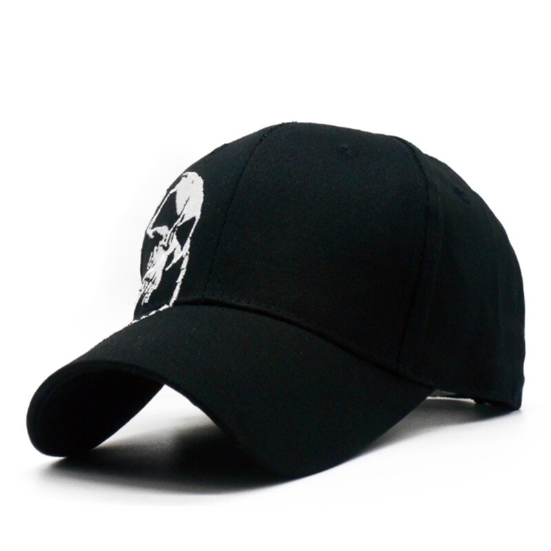 Black Embroidered Skull Cap