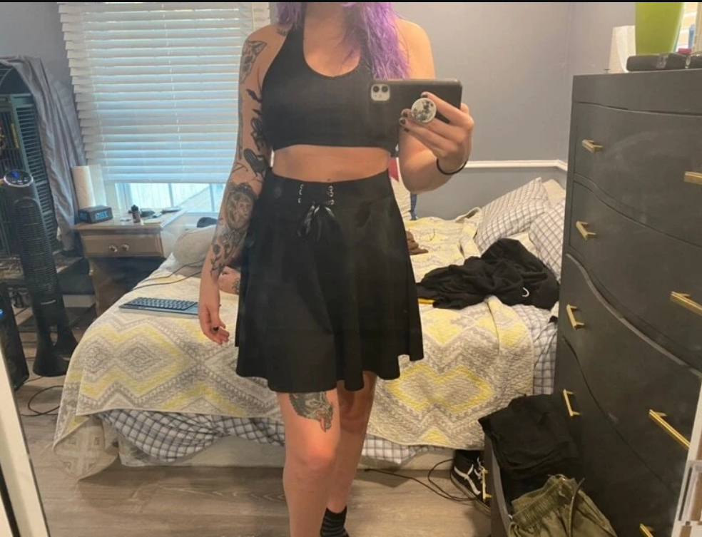'Toil and Trouble' Black Lace up Skirt