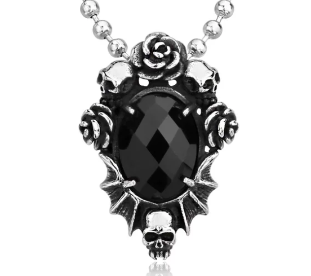 Rags n Rituals 'Black Dahlia' Skull Rose Necklace at $14.99 USD