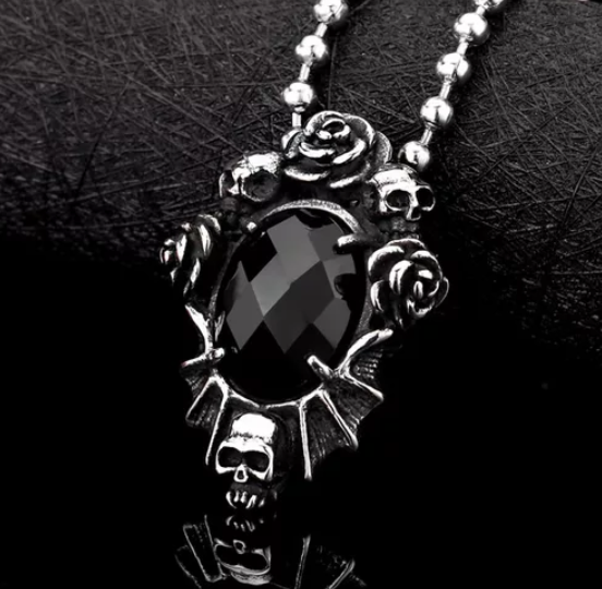 Rags n Rituals 'Black Dahlia' Skull Rose Necklace at $14.99 USD