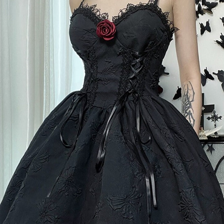 chinese dress ladies Lace-Up Camisole White Gothic Dress  Belchic