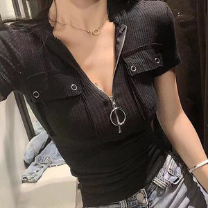 'Smoked' Casual Black Top