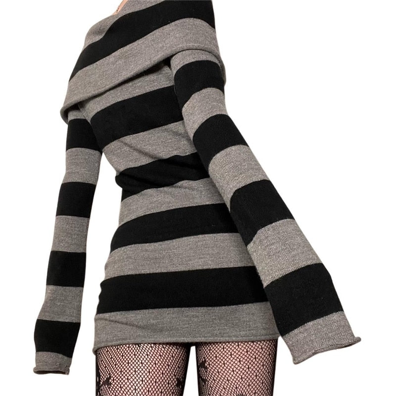 Embers' Mini Black & Grey / Red & Grey Sweater Dress Rags n Rituals Embers' Mini Black & Grey / Red & Grey Sweater Dress Rags n Rituals
