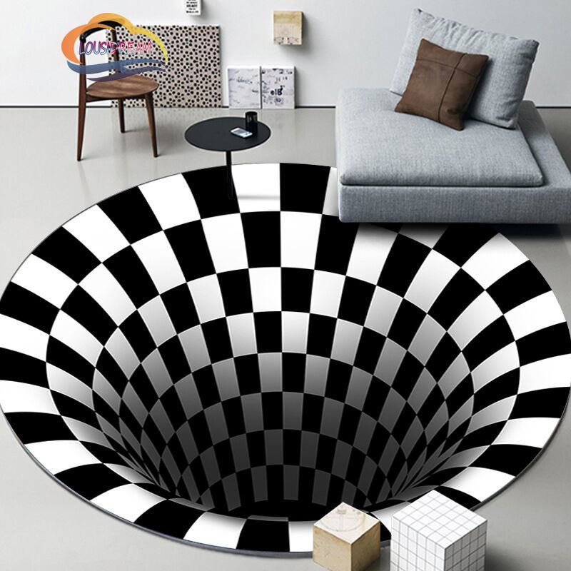 Black and White Stereovision Psychedelic Rug