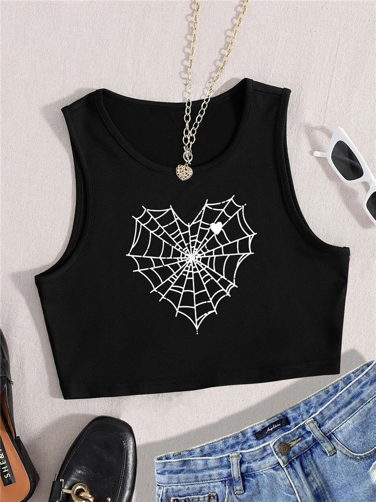 Black Spider Web Top