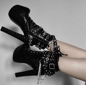 Rags n Rituals 'Heels From Hell' Stud Strap Boots at $69.99 USD