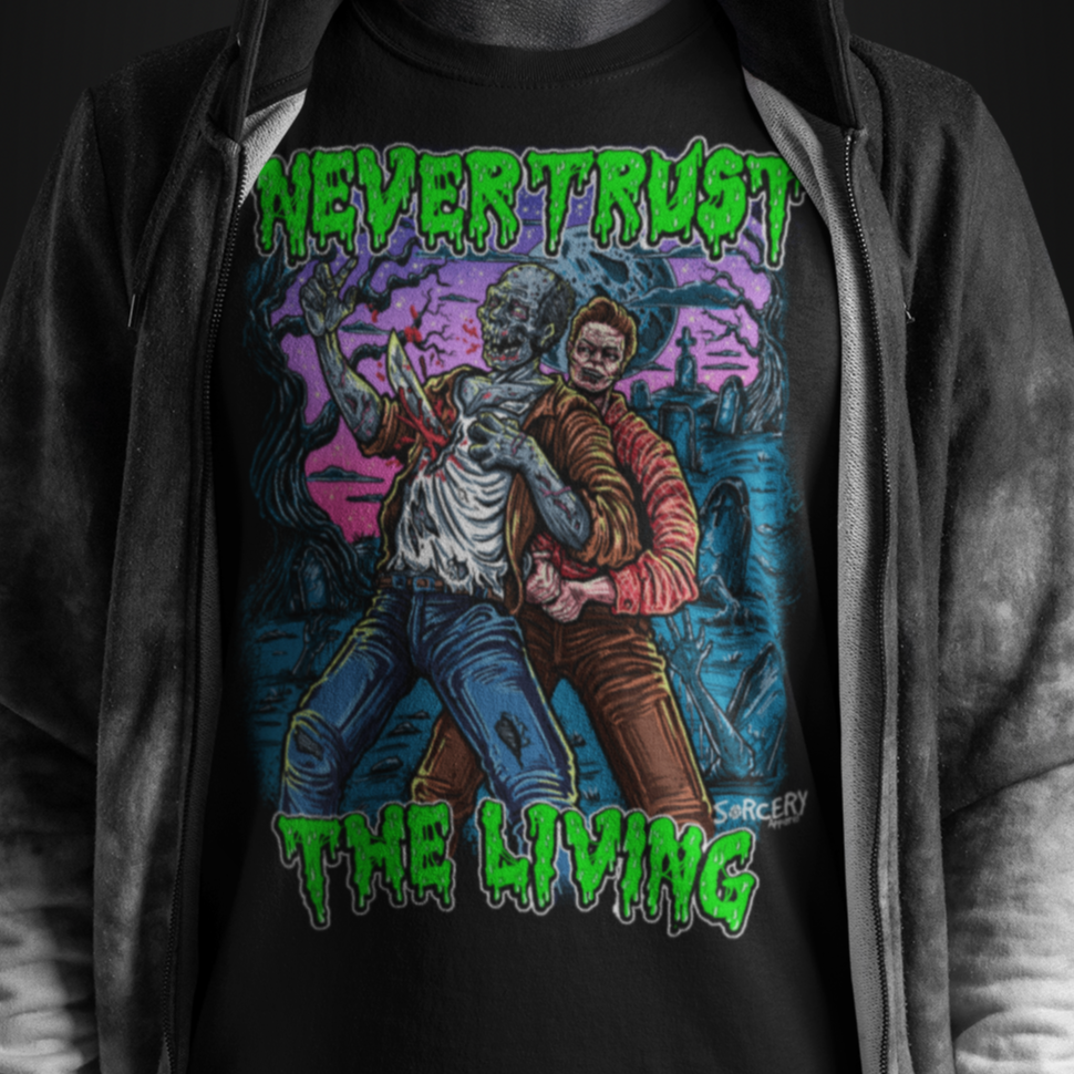 Rags n Rituals 'Never Trust the Living' Short-Sleeve Unisex T-Shirt at $26.99 USD