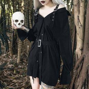 Rags n Rituals 'Damnation' Black belted shirt dress at $36.99 USD