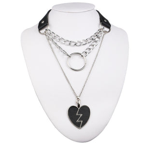 Rags n Rituals 'Broken Hearts'  Black faux leather padlock chain choker at $14.99 USD