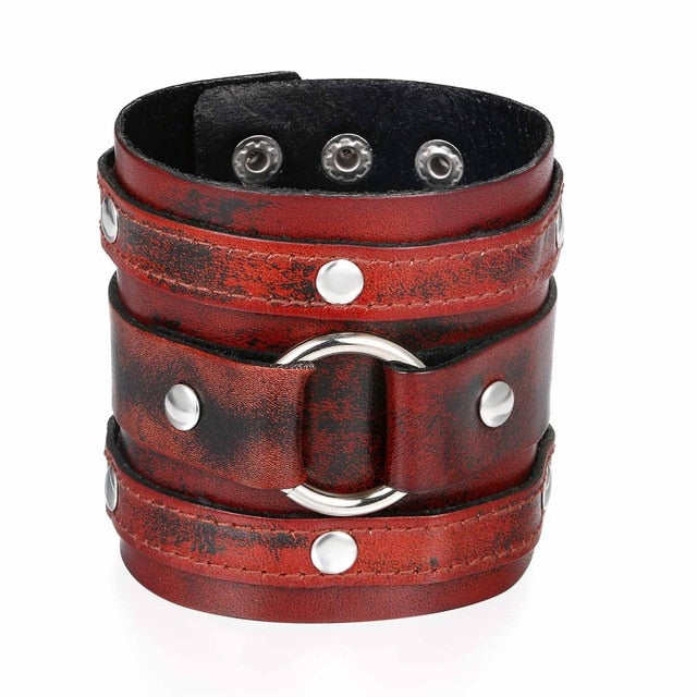 Rags n Rituals 'Cryptic' Red/Black PU Leather Wristband at $12.99 USD