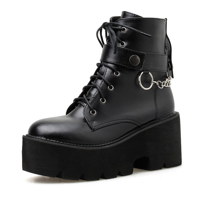 'Myers' Black Goth Chain Block Heel Boots – Rags n Rituals
