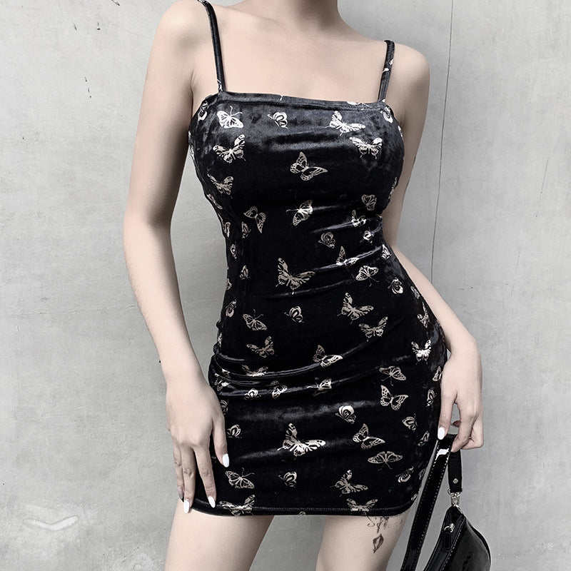 Flutter' Black Velour Butterfly Strappy Dress – Rags n Rituals