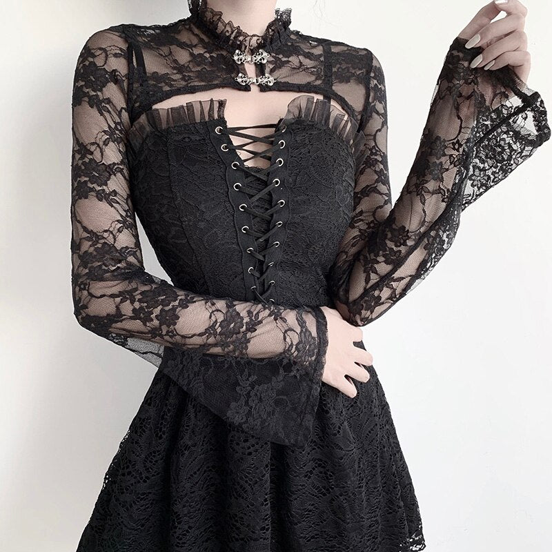 'Departed' Black Gothic Lace bolero