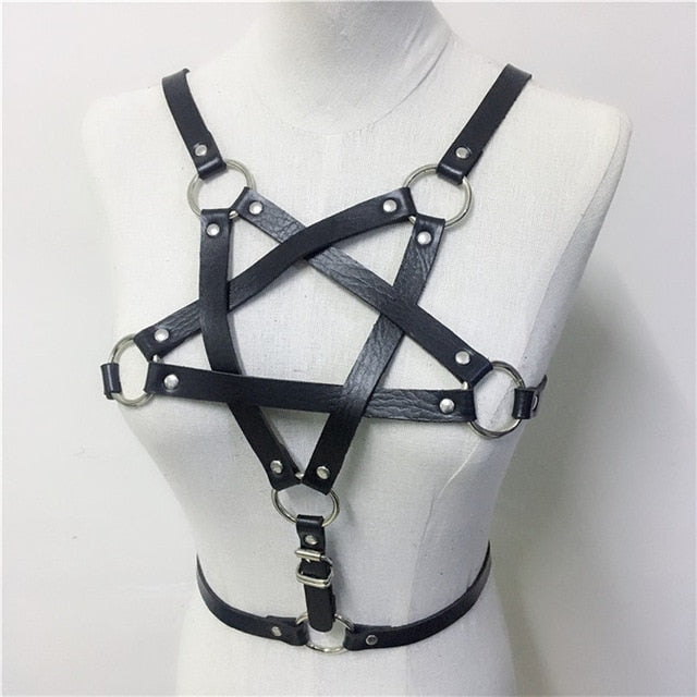 Rags n Rituals 'Envy' Faux leather star harness and O ring belt. 2 Piece set at $16.99 USD