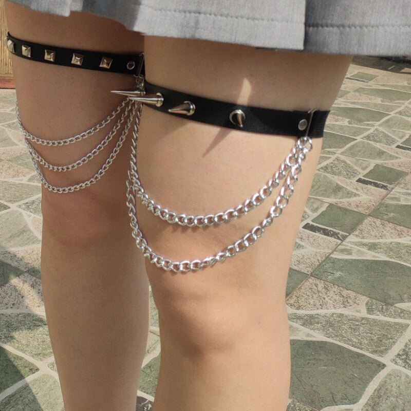 Rags n Rituals 'Dread' PU Leather Leg Garter with Chains (One) at $14.99 USD