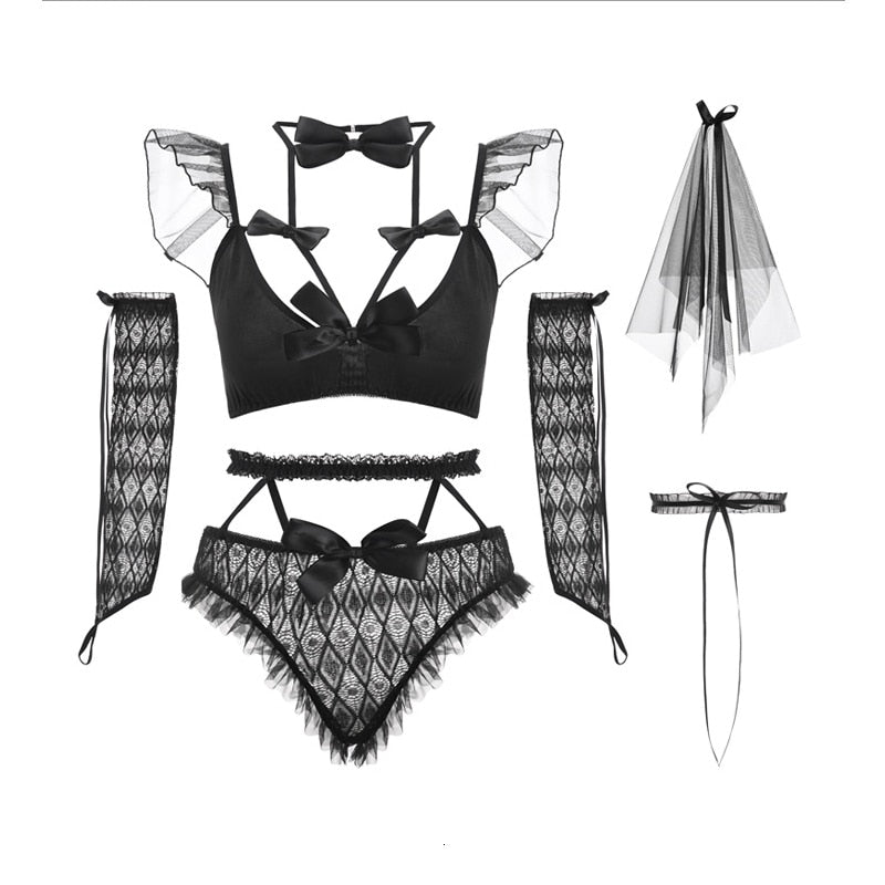 Rags n Rituals 'Temptation' Black or white lace gothic underwear set at $32.99 USD