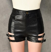 Rags n Rituals 'Hellfire' Black faux leather buckle shorts at $32.99 USD