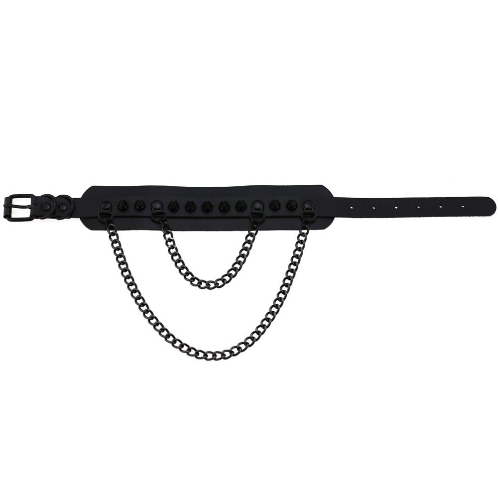 Rags n Rituals 'Deepest Black' Long double chain spike choker at $14.99 USD