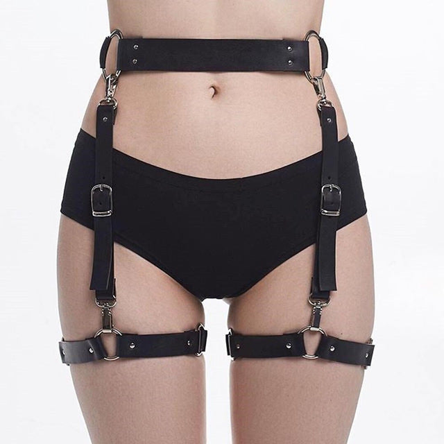 Goth 'Badblood' PU Faux Black Leather Belt Garter Rags n Rituals Goth 'Badblood' PU Faux Black Leather Belt Garter Rags n Rituals
