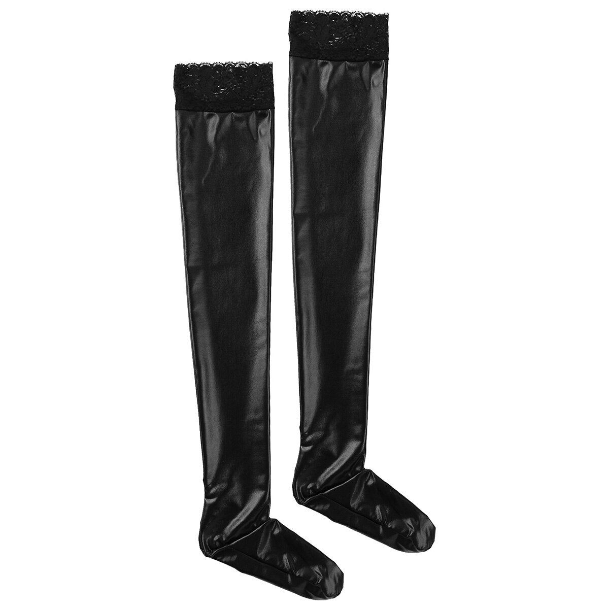 Rags n Rituals PU wet look latex high leg long socks, stockings at $14.99 USD