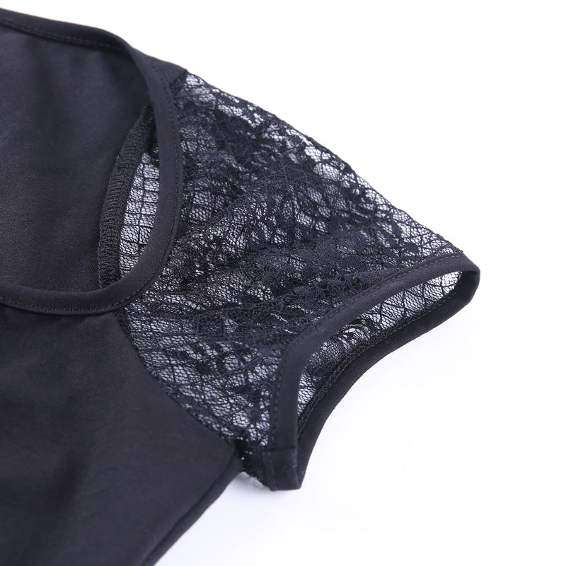 Rags n Rituals 'Awaken' Black lace up lace sleeved top at $26.99 USD