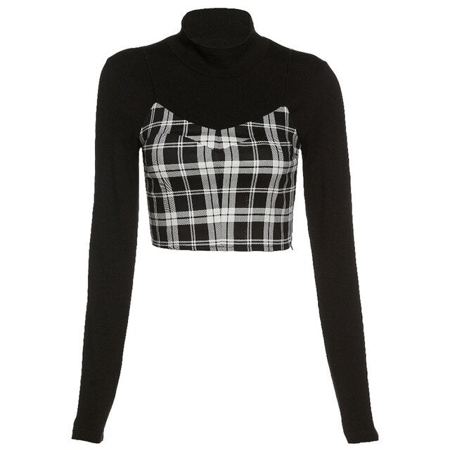 Rags n Rituals 'Leads to Nowhere' Black and plaid long sleeved top, 2 piece set at $31.99 USD