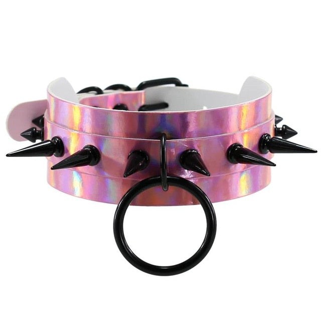 Rags n Rituals 'Hollow Ground' Holographic black spike choker (4 colours) at $16.99 USD