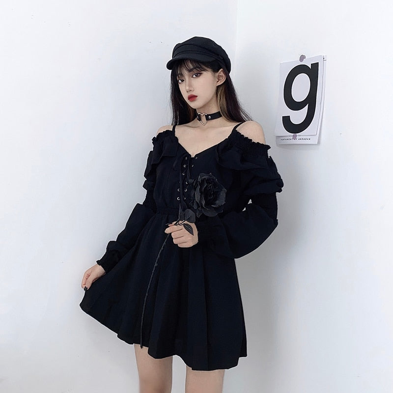 'Deadbeat' Black Grunge Dress Black / XL