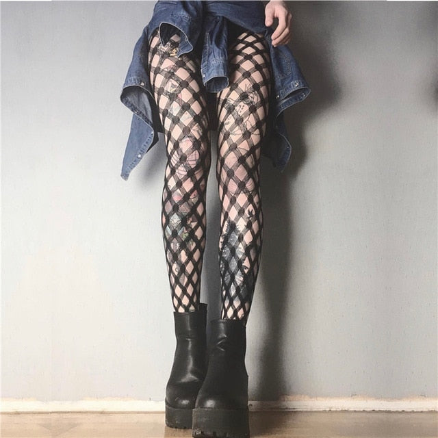Star Fishnet Patterned Tights Goth, Alt Girl Stockings, Sexy Mesh Pantyhose  Lingerie -  Finland