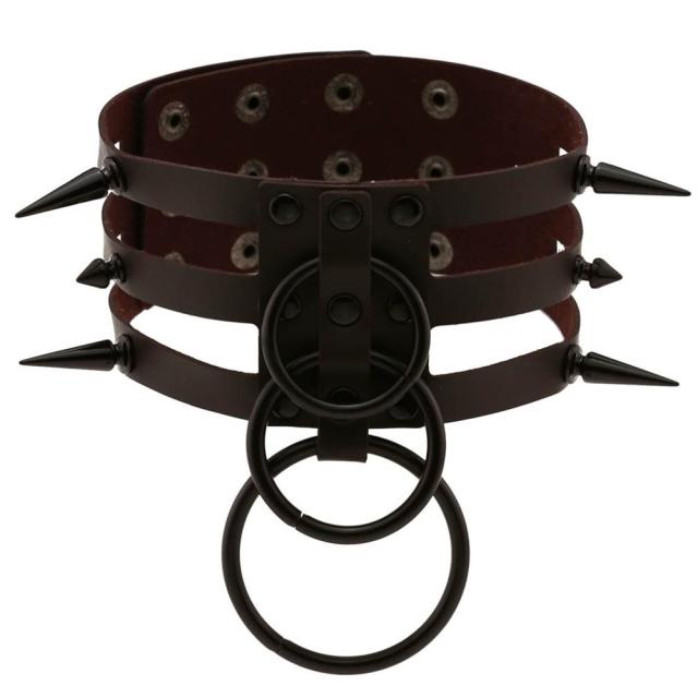 Tortured' Black Gothic Spike Ring Choker (14 Colours) – Rags